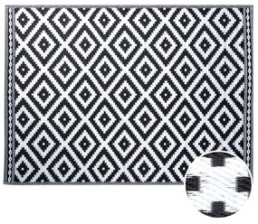 COLOUR CLASH kül- és beltéri szőnyeg, rombusz mintás fekete-fehér 200 x 150cm