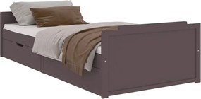 vidaXL sötétbarna tömör fenyőfa ágykeret fiókkal 90 x 200 cm
