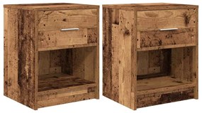 2 db antik fa színű éjjeliszekrény fiókkal 40x34x50 cm