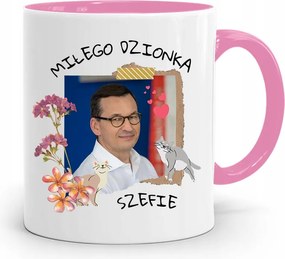 Rózsaszín Politikai Bögre Mateusz Morawiecki Miniszterelnök fényképes nyomtatással