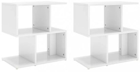 2 db magasfényű fehér szerelt fa éjjeliszekrény 50x30x51,5cm