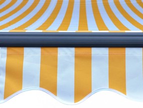 sárga és fehér kézzel kihúzható LED-es napellenző 300 x 250 cm