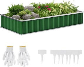 Outsunny Négyzetes Kertészeti Tálca 174 x 90 x 30 cm - moduláris, Szerszámmentes Összeszerelés, Kesztyűkkel - hullámpala Zöld | Aosom