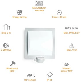 Steinel 566814 - Kültéri érzékelős fali lámpa 1xE27/60W/240V L 20 S IP44