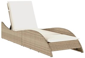 Bézs polyrattan napozóágy párnával 60x205x73 cm