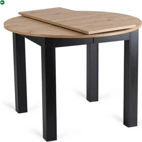 szett étkezőasztal HARRY 102-142 cm artisan tölgy/fekete és 4 szék BARI fekete