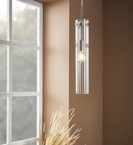 MARKSLÖJD 108112 TUBO Modern Függesztett Lámpa Átlátszó, Ezüst E14 IP20