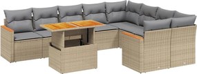 vidaXL 10 részes bézs polyrattan kerti ülőgarnitúra párnával