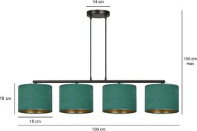 Emibig modern függeszték hilde fekete zöld emi1051/4