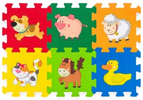 Plastica habtapi puzzle állatokkal, 6 darabos