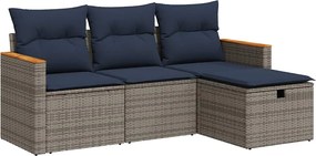 vidaXL 4 részes szürke polyrattan kerti ülőgarnitúra párnákkal
