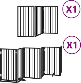 vidaXL fekete nyárfa 9 paneles összecsukható kutyakapu ajtóval 450 cm