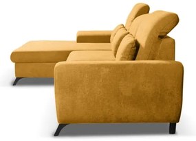 Kihúzható, balos L-alakú kárpitozott sarokkanapé tárolóhellyel ALTA, sárga