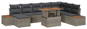 vidaXL Kert étkező szett párnával 9 pcs Szürke és Barna