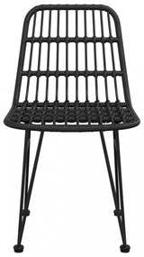 2 db fekete polietilén rattan kerti szék 48 x 62 x 84 cm