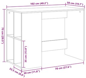 betonszürke szerelt fa íróasztal 102x50x75 cm