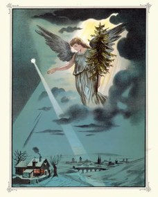 Illusztráció Christmas night, Angel carrying a Christmas, duncan1890