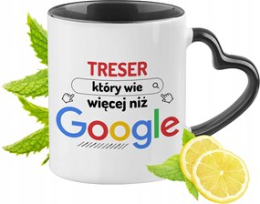 Treser Bögre Fekete Szív Alakú Füllel Ajándék Nyomtatott