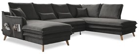 Sötétszürke kinyitható sarokkanapé (jobb oldali-U alakú) Charming Charlie – Miuform