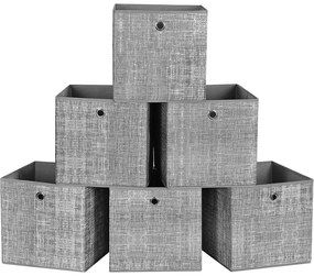 Tároló doboz, összehajtható tároló kosarak 6 db-os szett, 30 x 30 x 30 cm, szürke | SONGMICS