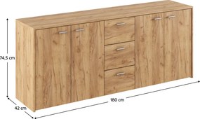 HUGOS 180 szekrény, aranybarna tölgyfa