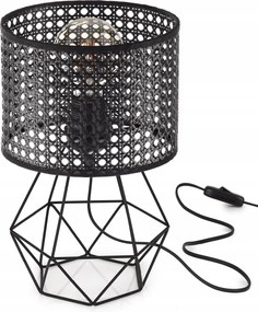 Asztali Éjjeli Lámpa Asztali Lámpabúra Lyukakkal Rattan Fekete