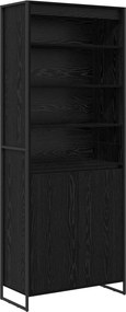 vidaXL Magas szekrények 2 pcs Fekete tölgy 79 x 36 x 200 cm Faanyag