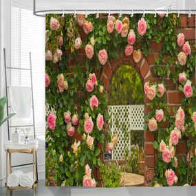 Zuhanyfüggöny textil anyag virágív mintás 200 x 200cm