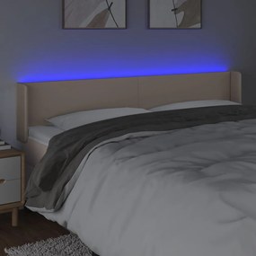 cappuccino színű műbőr LED-es fejtámla 183x16x78/88 cm