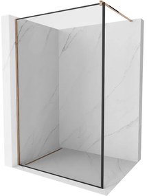 Mexen Kioto zuhanyparaván 50x200 cm 8 mm, rózsa arany profil, üveg fekete keret, 800-050-101-60-70