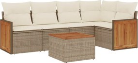 vidaXL 6 részes bézs polyrattan kerti ülőgarnitúra párnával