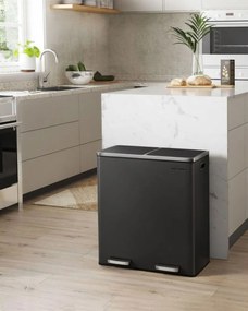SORT hulladékgyűjtő tartály, 2x30l + hulladékgyűjtő zsákok, ekete/ezüst SongmicsHome