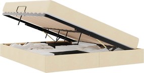 vidaXL Ágy tárolóval és matraccal Krém 180 x 200 cm Poliészter