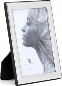 Klasszikus képkeret ezüstözött fa hátlap díszítéssel 10x15 cm