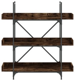 3-szintes füstös tölgy szerelt fa könyvespolc 100x33x108,5 cm