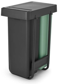 Mentazöld-sötétszürke műanyag szelektív beépíthető szemetes 60 l Sort&amp;Go – Brabantia