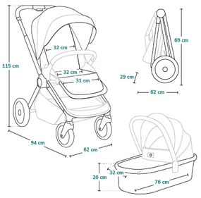 Lionelo - Kombinált 2 az 1-ben babakocsi LAYLA Grey Stone