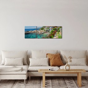 Kép - Festői tengerparti falu (órával) (90x30 cm)