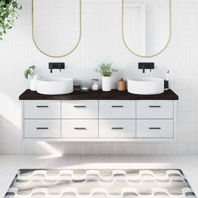 sötétbarna kezelt tömör fa fürdőszobai pult 180x60x(2-6) cm