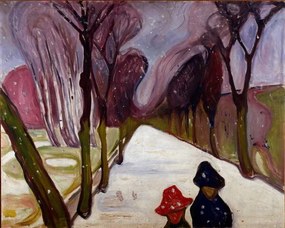 Reprodukció Allee in a whirlwind of snow, Munch, Edvard