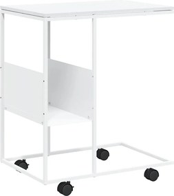 vidaXL fehér szerelt fa kisasztal kerekekkel 55x36x63,5 cm