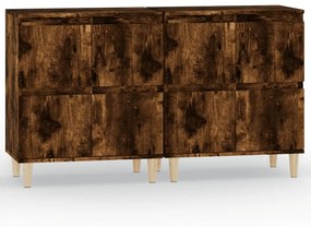 2 db füstös tölgy színű szerelt fa tálalószekrény 60x35x70 cm