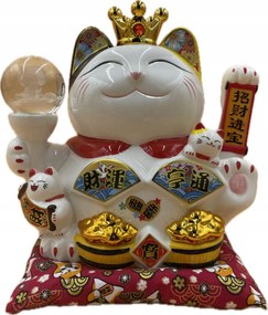 Japán Macska Maneki-Neko Boldogság Porcelán Üveggömb 30 cm