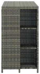 szürke polyrattan bárasztal tárolópolccal 120 x 60 x 110 cm