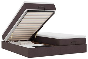 Ottomán ágykeret matracokkal Sötétbarna 180x200cm szövet