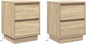 vidaXL Éjjeliszekrény 2 pcs Sonoma tölgy 39 x 34,5 x 50 cm Faanyag