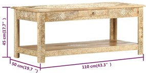 Kézzel festett tömör mangófa dohányzóasztal 110 x 50 x 45 cm