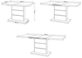 Kinyitható PAOLO étkezőasztal fehér/fekete