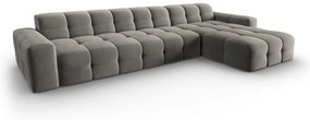 Szürke bársony sarokkanapé (jobb oldali) Kendal – Micadoni Home