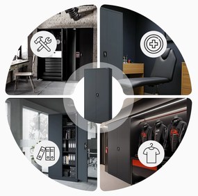 Fém iratszekrény JAN H, 900 x 1950 x 400 mm, antracit